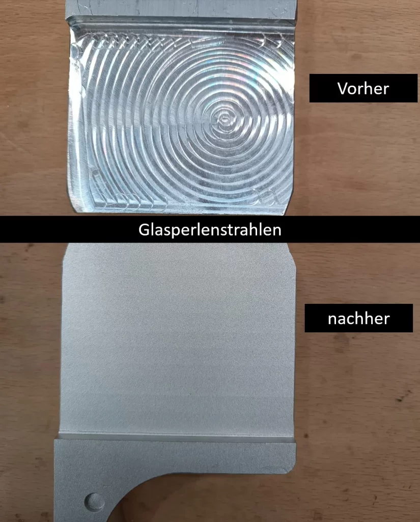 Sandstrahlen Beispiel – Metalloberfläche nach Strahlbehandlung